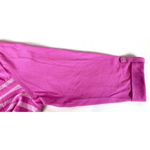 Croft & Barrow Women's Striped Top Half Sleeve to 3/4 Sleeve Mauve Button Tab - Picture 5 of 7